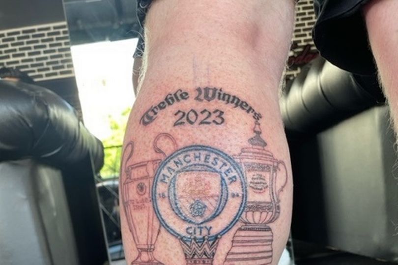 There was no point waiting": Optimistic City fan gets celebratory treble tattoo days BEFORE Champions League final